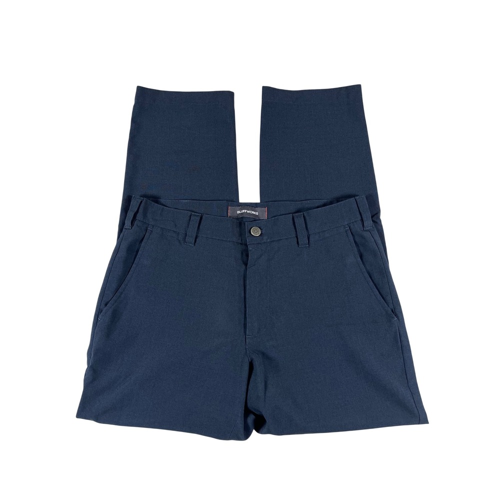 Bluffworks Original Regular Fit Travel Pants Navy Blue 31x28 Mens Tech Trousers